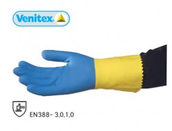 Рукавиці хімічностійкі VENITEX VE330 DUOCOLOR, двійний латекс 0,6мм